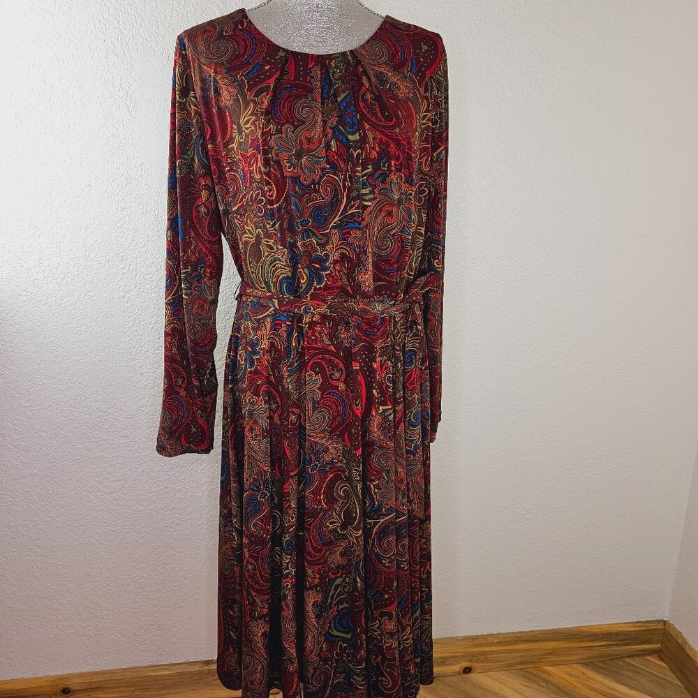 Appleseed’s Vintage Maxi Dress Long Sleeve Paisley Size Large